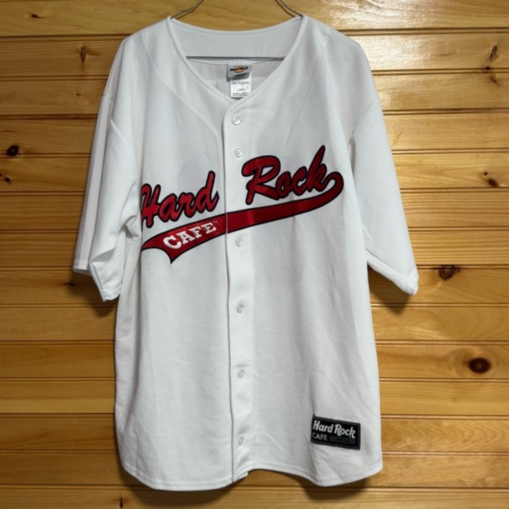 Hard Rock Cafe St. Louis White and Red Baseball Jersey Shirt Large